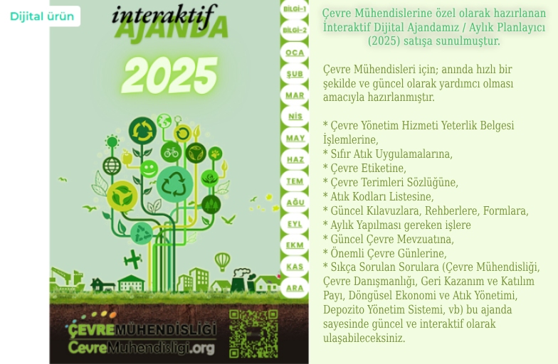 Çevre Mühendislerine özel olarak hazırlanan İnteraktif Dijital Ajandamız / Aylık Planlayıcı (2025) satışa sunulmuştur. 